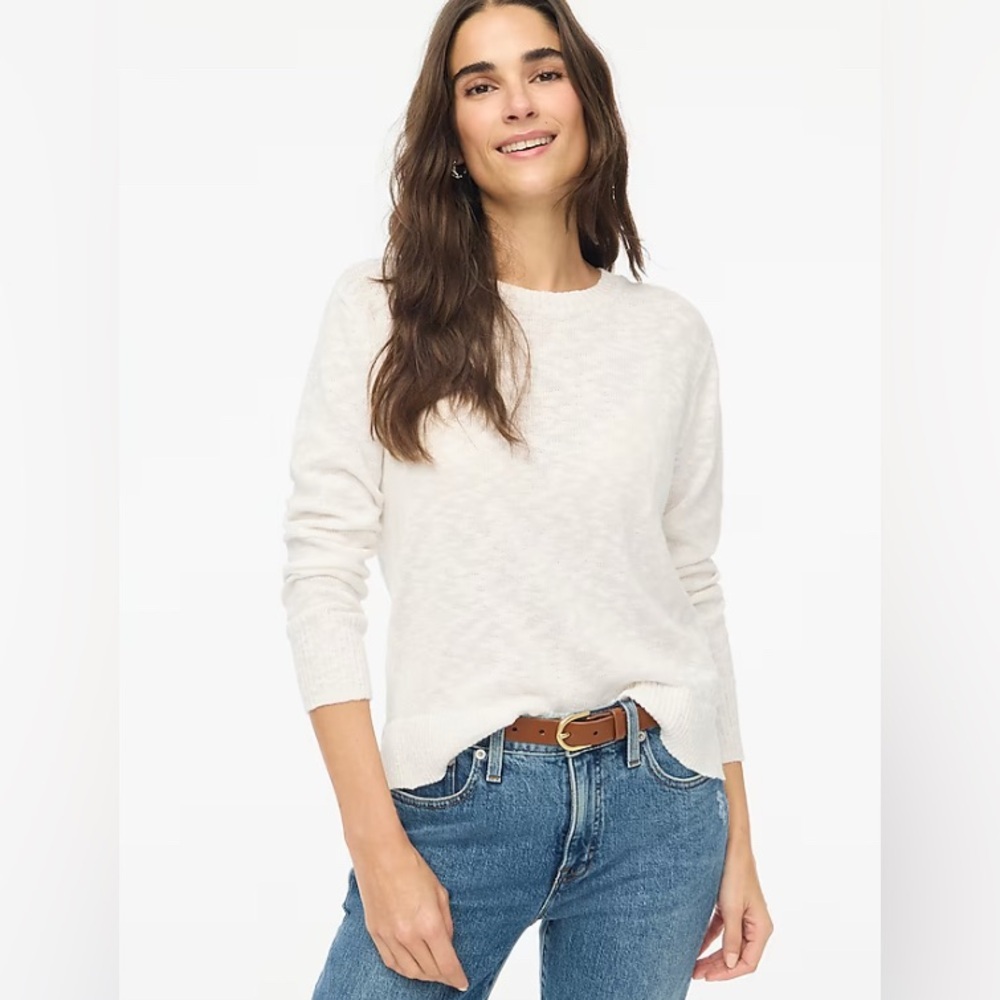 J. Crew Crewneck Beach Sweater White Knit Pullover Size Small